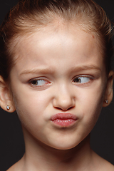 Image showing Close up portrait of a little emotional girl