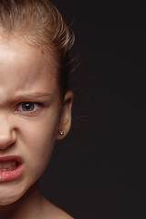 Image showing Close up portrait of a little emotional girl