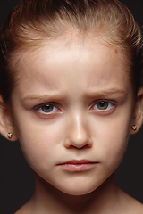 Image showing Close up portrait of a little emotional girl