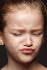 Image showing Close up portrait of a little emotional girl