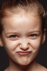 Image showing Close up portrait of a little emotional girl