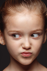 Image showing Close up portrait of a little emotional girl