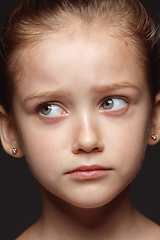 Image showing Close up portrait of a little emotional girl