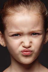 Image showing Close up portrait of a little emotional girl