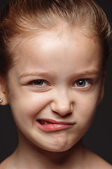 Image showing Close up portrait of a little emotional girl