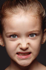 Image showing Close up portrait of a little emotional girl