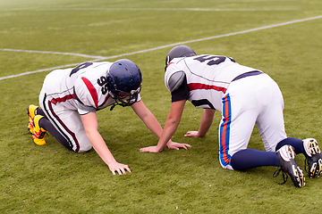 Image showing professional american football players training