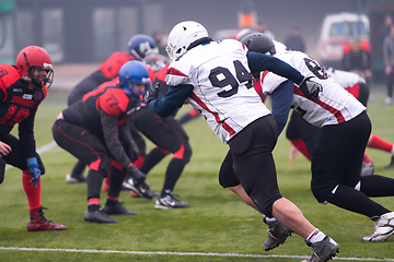 Image showing training match of professional american football players