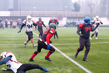 Image showing training match of professional american football players