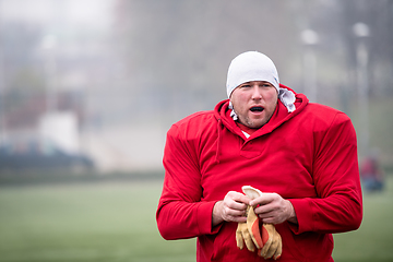 Image showing portrait of young American football player