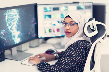 Image showing afro american modern  muslim woman