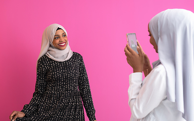 Image showing girls taking self portrait