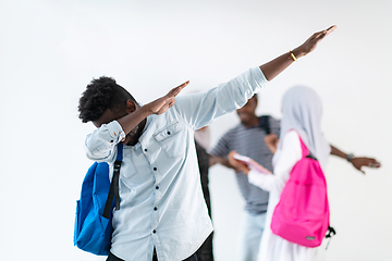 Image showing young  african students modern dancing