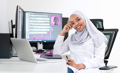 Image showing afro american modern  muslim woman