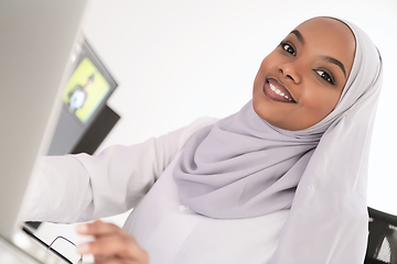 Image showing afro american modern  muslim woman