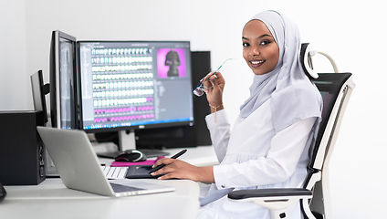 Image showing afro american modern  muslim woman