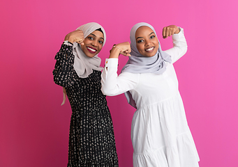 Image showing afro beauty strenght CONCEPT WITH TWO GIRLS