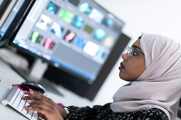 Image showing afro american modern  muslim woman