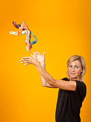 Image showing woman posing with a boomerang