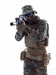 Image showing soldier aiming white background