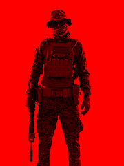 Image showing soldier red duotone