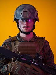 Image showing soldier yellow background