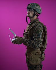 Image showing soldier drone technician