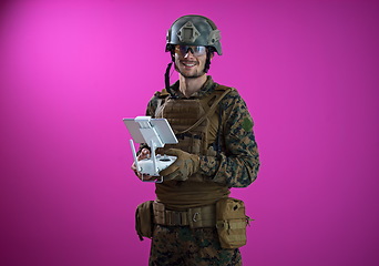 Image showing soldier drone technician