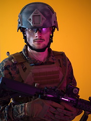 Image showing soldier yellow background