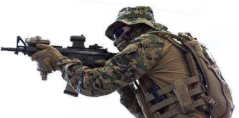 Image showing soldier aiming white background