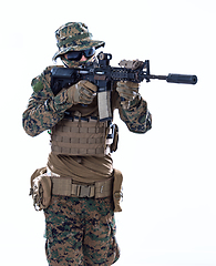 Image showing soldier aiming white background