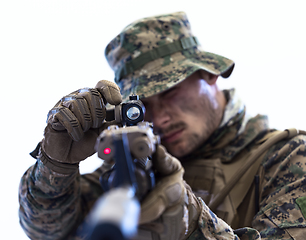 Image showing soldier aiming white background