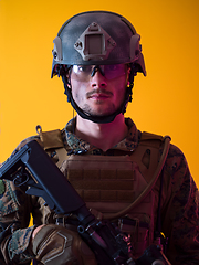 Image showing soldier yellow background