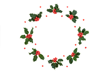 Image showing Winter Holly Berry Wreath with Loose Berries