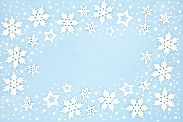 Image showing Winter and Christmas Snowflake Background Border  