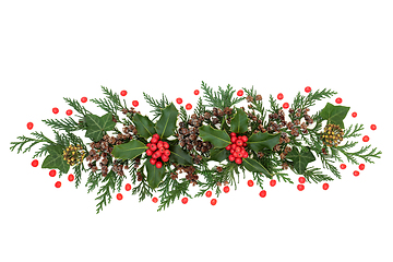 Image showing Christmas Decoration of Holly and Winter Greenery