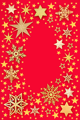 Image showing Christmas Border with Stars and Snowflakes  