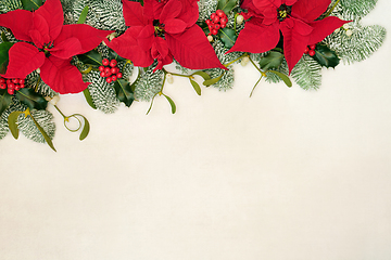 Image showing Poinsettia Flower Border for Thanksgiving