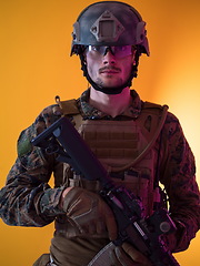 Image showing soldier yellow background