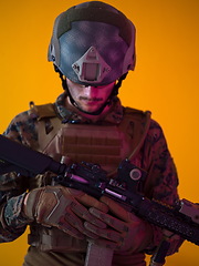 Image showing soldier yellow background