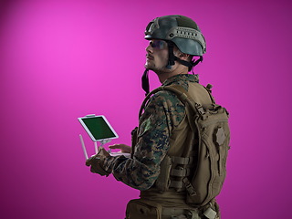 Image showing soldier drone technician