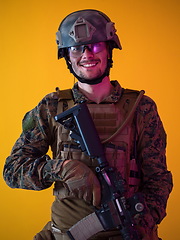 Image showing soldier yellow background