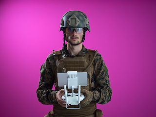 Image showing soldier drone technician