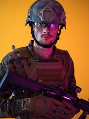 Image showing soldier yellow background
