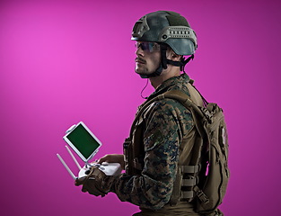 Image showing soldier drone technician