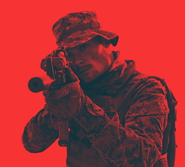 Image showing soldier red duotone