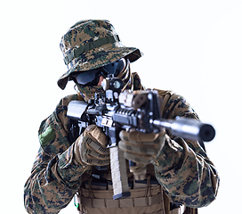 Image showing soldier aiming white background