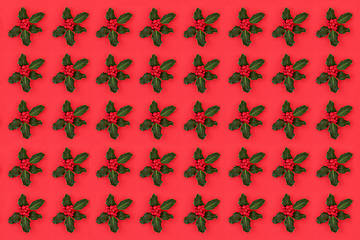 Image showing Christmas Holly with Red Berries Pattern 