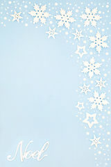 Image showing Silver Noel Sign on Snowflake Background Border 