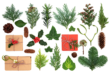 Image showing Natural Eco Friendly Christmas Gifts with Winter Greenery